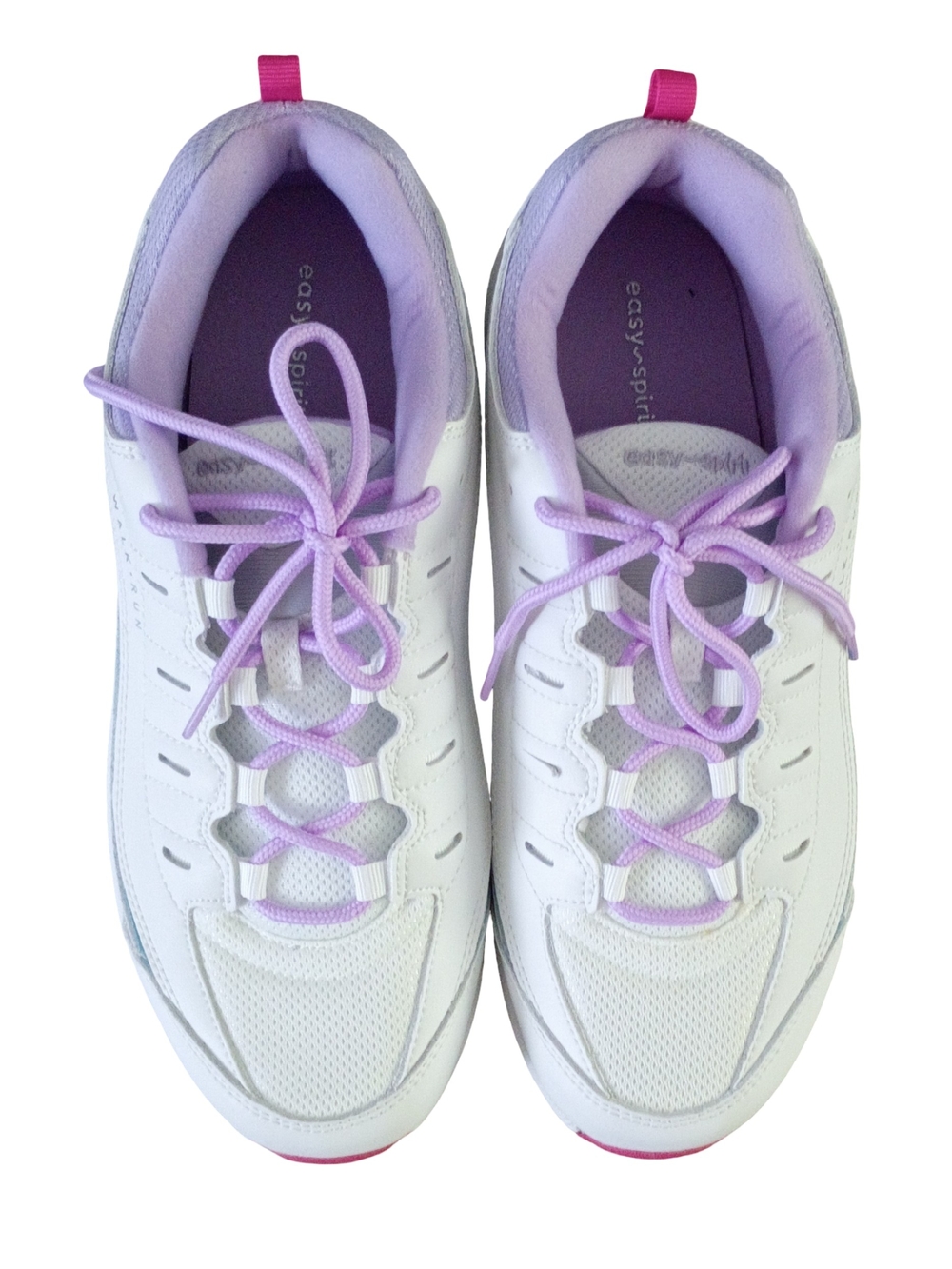 Easy Spirit Women's White Sneakers with Lilac And Turquoise Accents